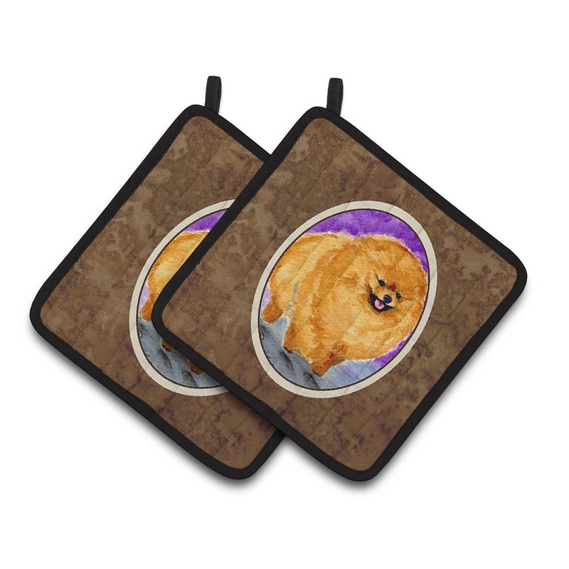 Pomeranian Pot Holders - Set of 2 Decorative Kitchen Helpers | Made in the USA SS8681PTHD