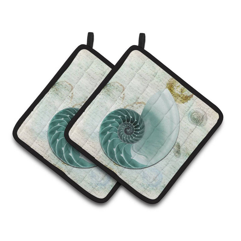 Shells   Pot Holders - Set of 2 Decorative Kitchen Helpers | Made in the USA SB3037PTHD