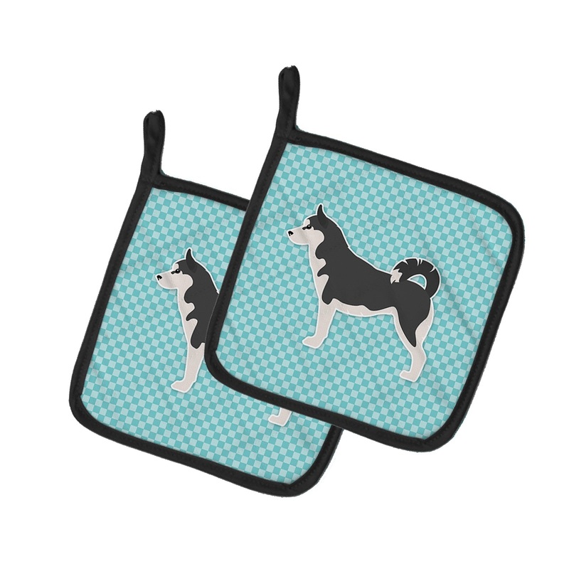 Siberian Husky Checkerboard Blue Pot Holders - Set of 2 - Heat-Resistant Kitchen Essentials BB3780PTHD