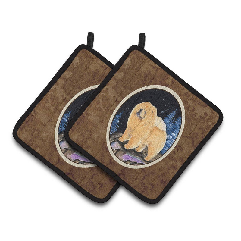Starry Night Chow Chow Pot Holders - Set of 2 Decorative Kitchen Helpers | Made in the USA SS8454PTHD