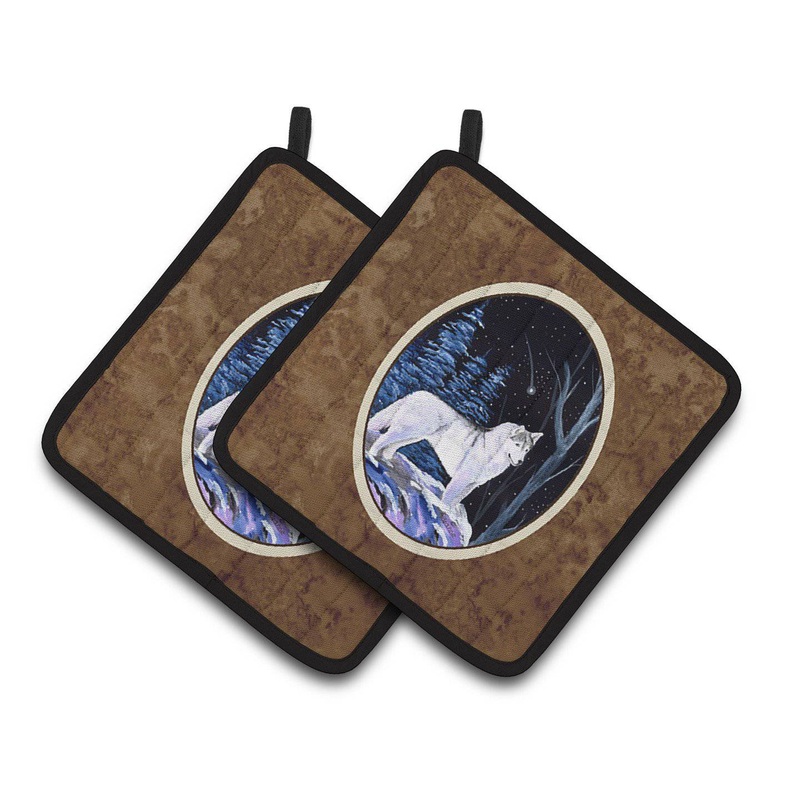 Starry Night Siberian Husky Pot Holders - Set of 2 Decorative Kitchen Helpers | Made in the USA SS8400PTHD