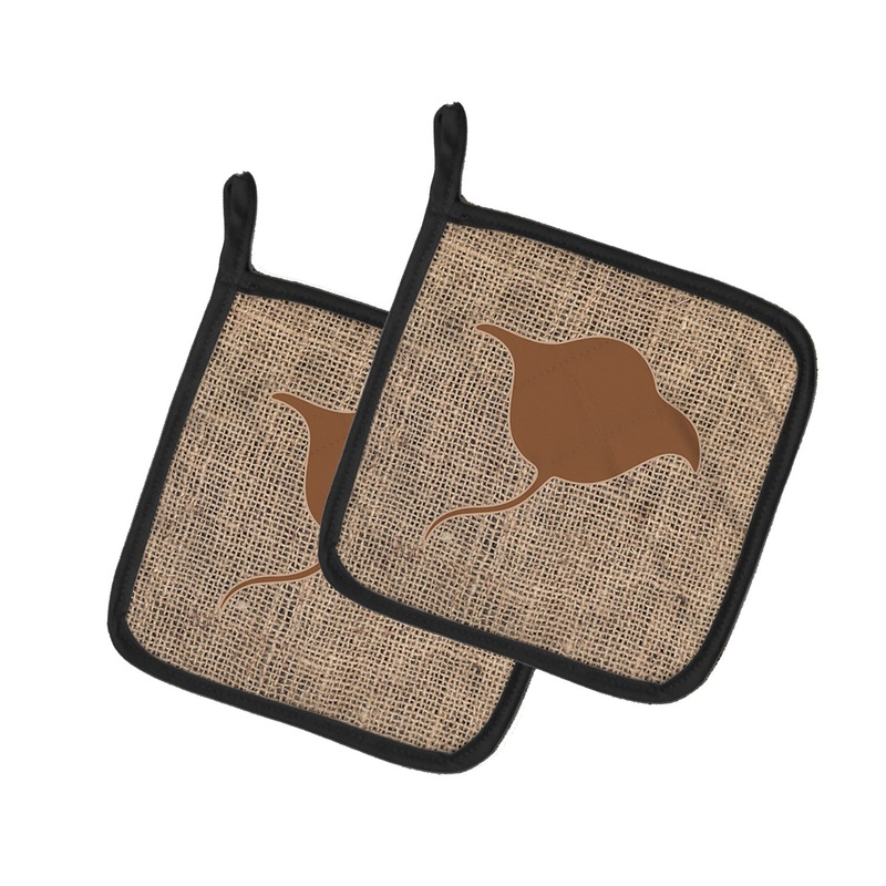 Stingray Faux Burlap and Brown - Set of 2 - Heat-Resistant Kitchen Essentials BB1094-BL-BN-PTHD