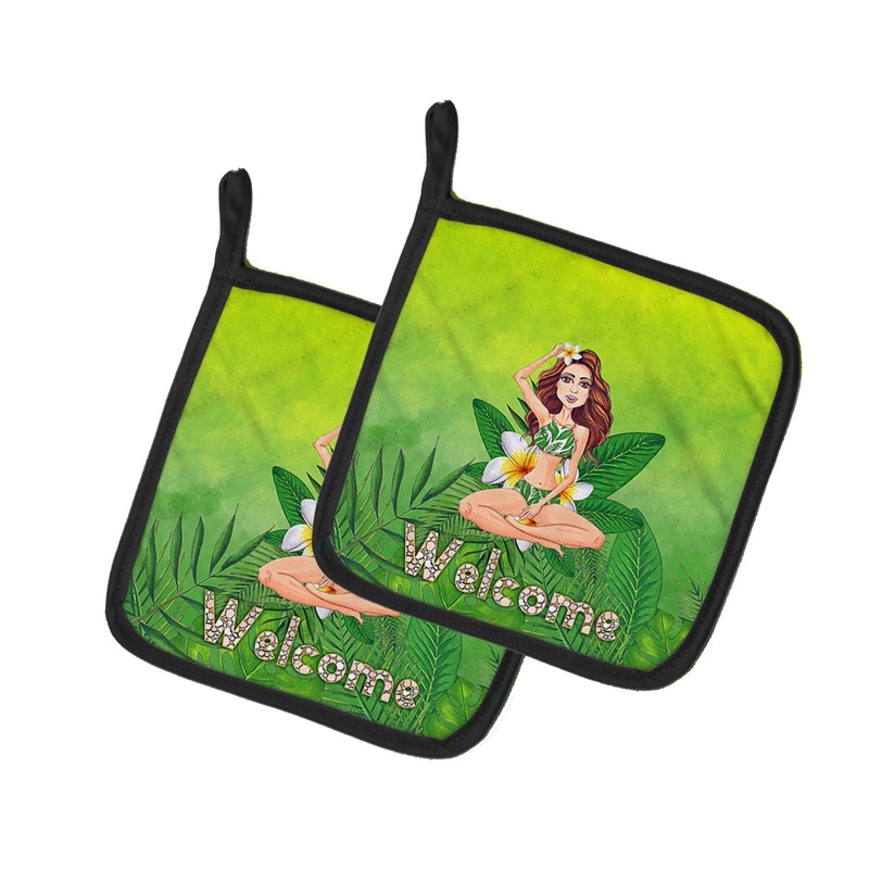 Welcome Lady in Bikini Summer Pot Holders - Set of 2 - Heat-Resistant Kitchen Essentials BB7457PTHD