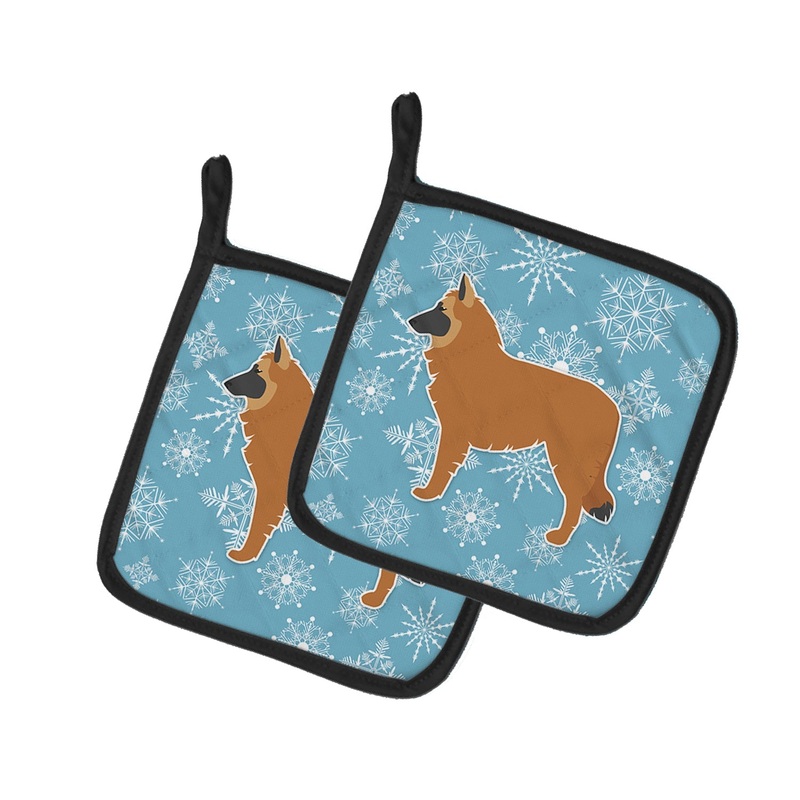 Winter Snowflake Belgian Shepherd Pot Holders - Set of 2 - Heat-Resistant Kitchen Essentials BB3561PTHD