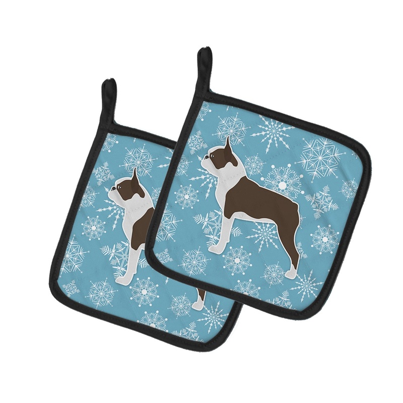 Winter Snowflake Boston Terrier Pot Holders - Set of 2 - Heat-Resistant Kitchen Essentials BB3544PTHD