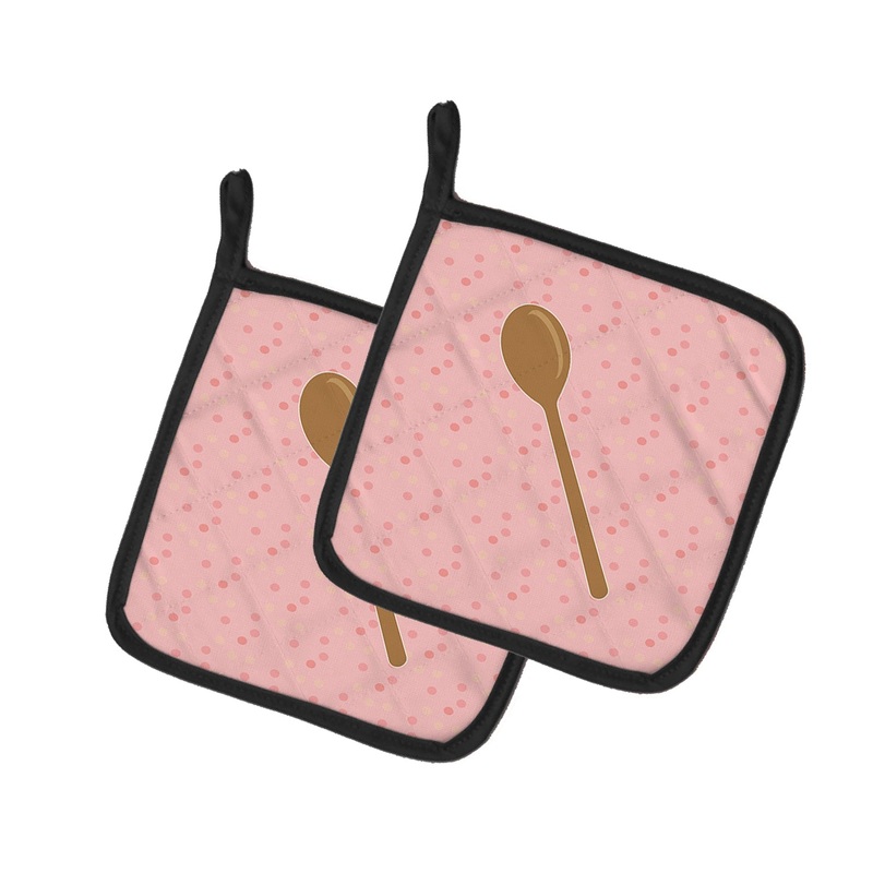 Wooden Spoon Pink Pot Holders - Set of 2 - Heat-Resistant Kitchen Essentials BB7270PTHD