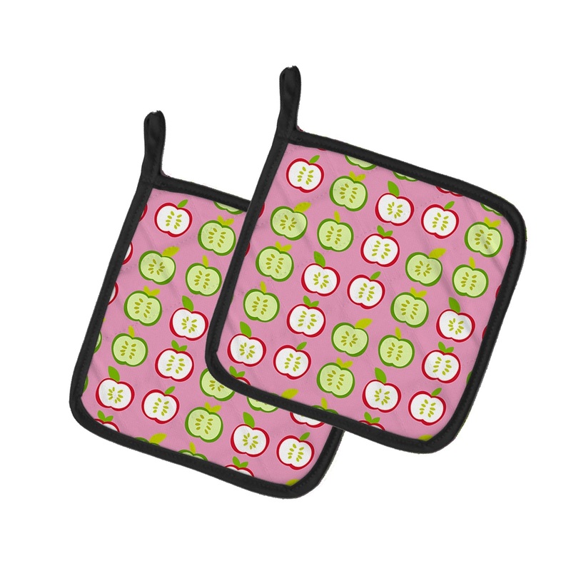 Apples on Pink Pot Holders - Set of 2 - Heat-Resistant Kitchen Essentials BB5141PTHD
