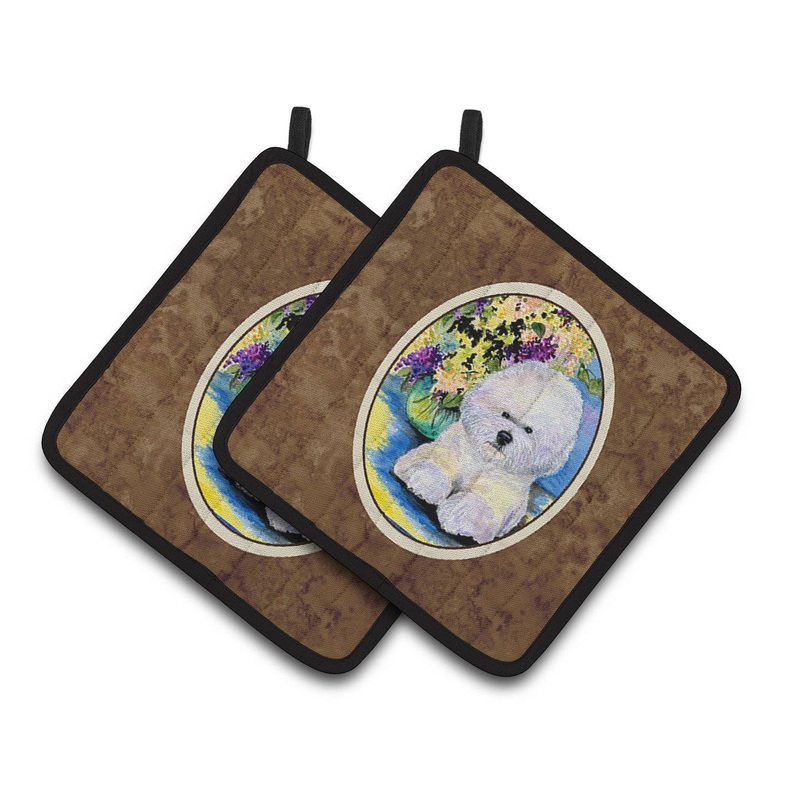Bichon Frise Pot Holders - Set of 2 Decorative Kitchen Helpers | Made in the USA SS8295PTHD