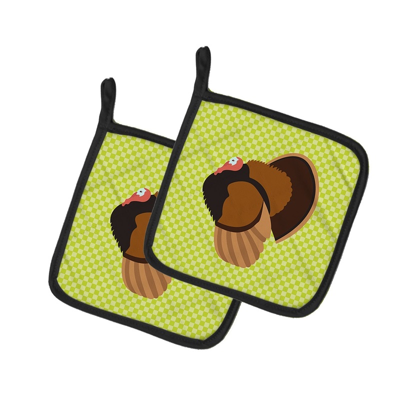 Bronze Turkey Green Pot Holders - Set of 2 - Heat-Resistant Kitchen Essentials BB7812PTHD