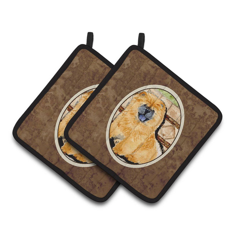 Chow Chow Pot Holders - Set of 2 Decorative Kitchen Helpers | Made in the USA SS8875PTHD