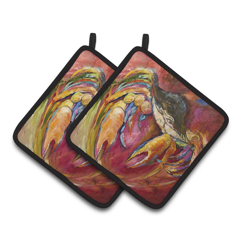 Crab Stars Pot Holders - Set of 2 Decorative Kitchen Helpers | Made in the USA JMK1249PTHD