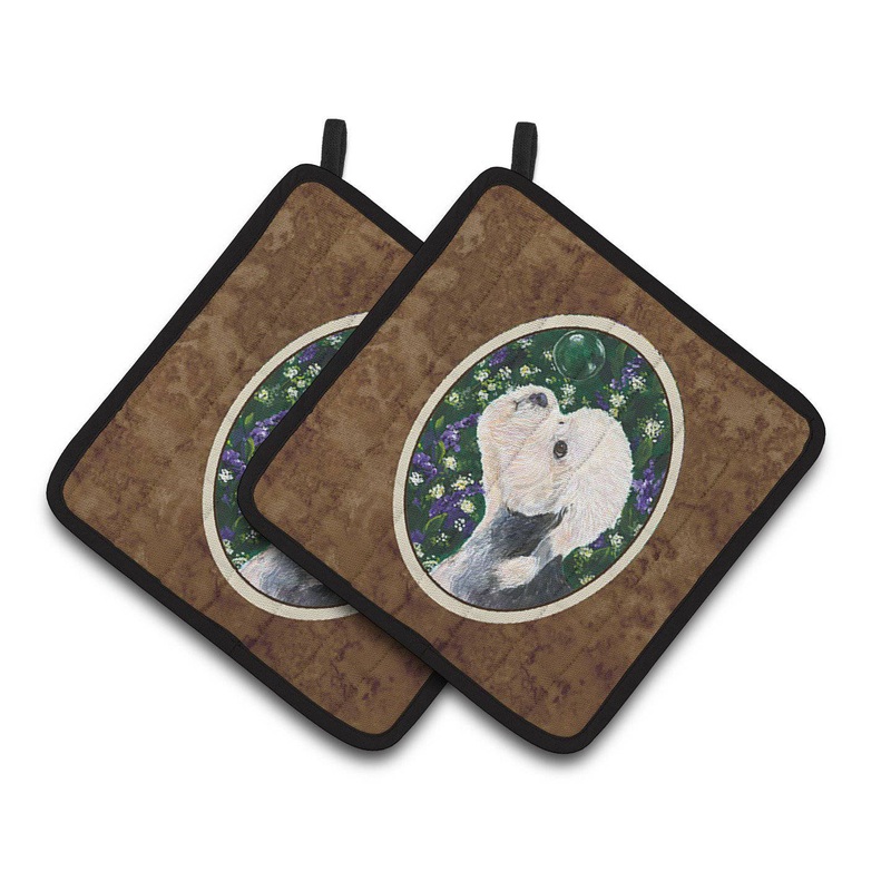 Dandie Dinmont Terrier Pot Holders - Set of 2 Decorative Kitchen Helpers | Made in the USA SS1055PTHD