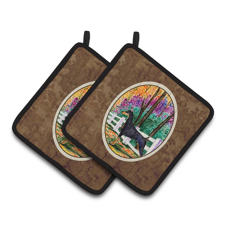 Doberman Pot Holders - Set of 2 Decorative Kitchen Helpers | Made in the USA SS8428PTHD