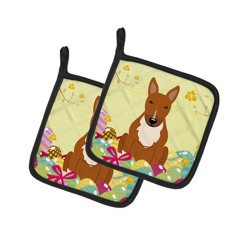 Easter Eggs Bull Terrier Red Pot Holders - Set of 2 - Heat-Resistant Kitchen Essentials BB6134PTHD