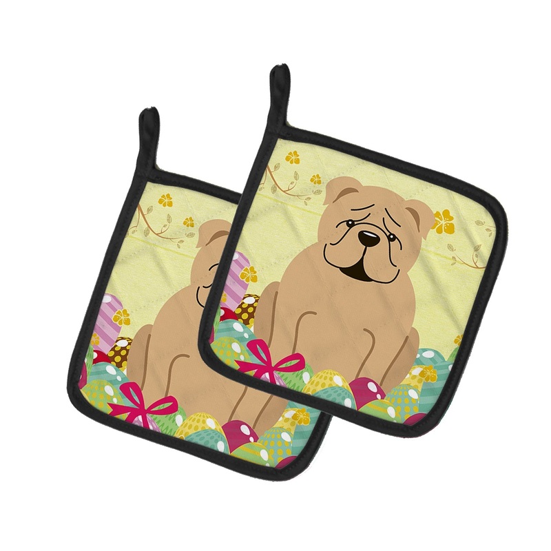 Easter Eggs English Bulldog Fawn Pot Holders - Set of 2 - Heat-Resistant Kitchen Essentials BB6124PTHD