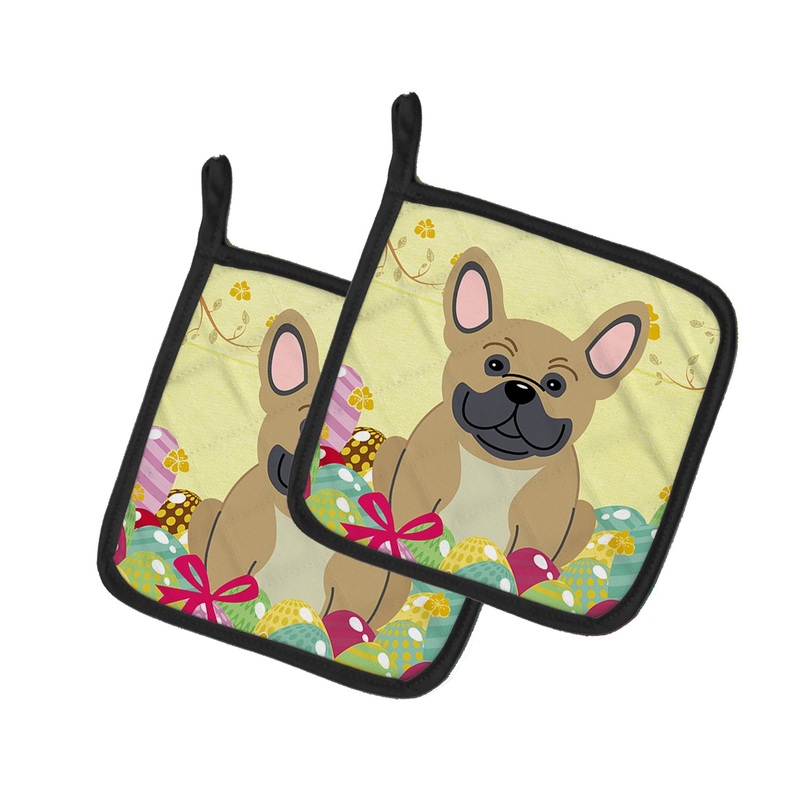 Easter Eggs French Bulldog Cream Pot Holders - Set of 2 - Heat-Resistant Kitchen Essentials BB6010PTHD