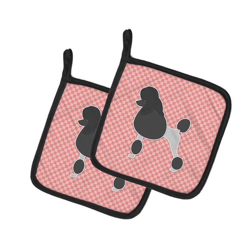Poodle Checkerboard Pink Pot Holders - Set of 2 - Heat-Resistant Kitchen Essentials BB3639PTHD