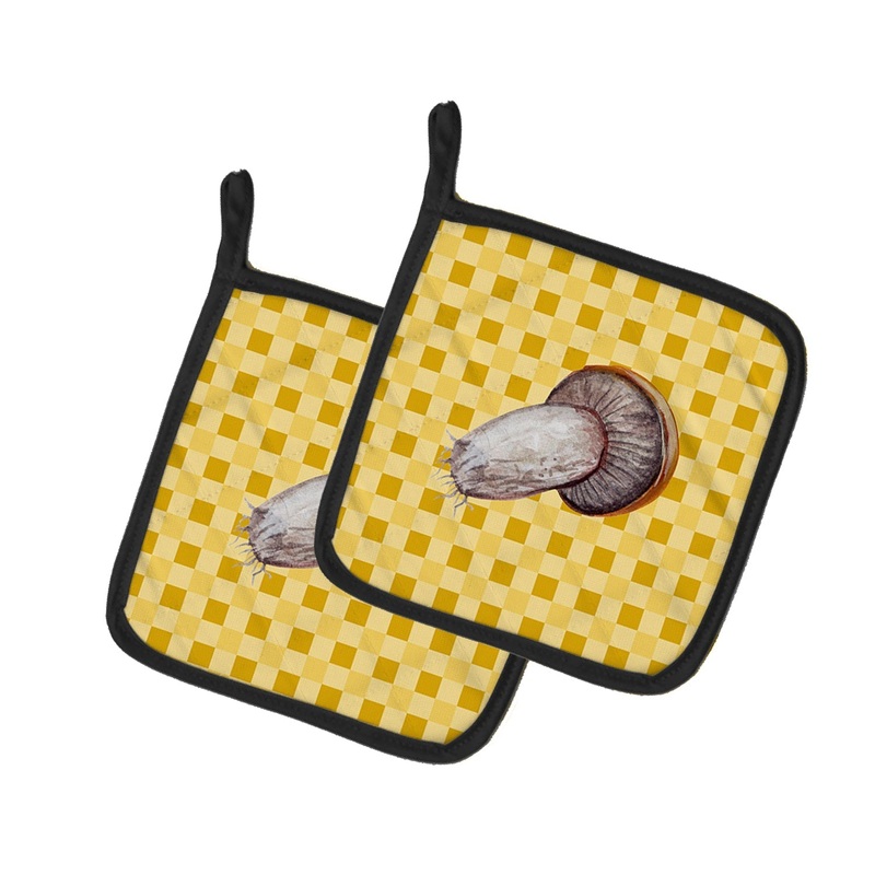 Rotkappe Mushroom on Basketweave Pot Holders - Set of 2 - Heat-Resistant Kitchen Essentials BB7212PTHD