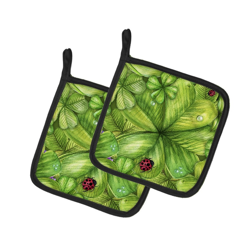 Shamrocks and Lady bugs Pot Holders - Set of 2 - Heat-Resistant Kitchen Essentials BB5754PTHD