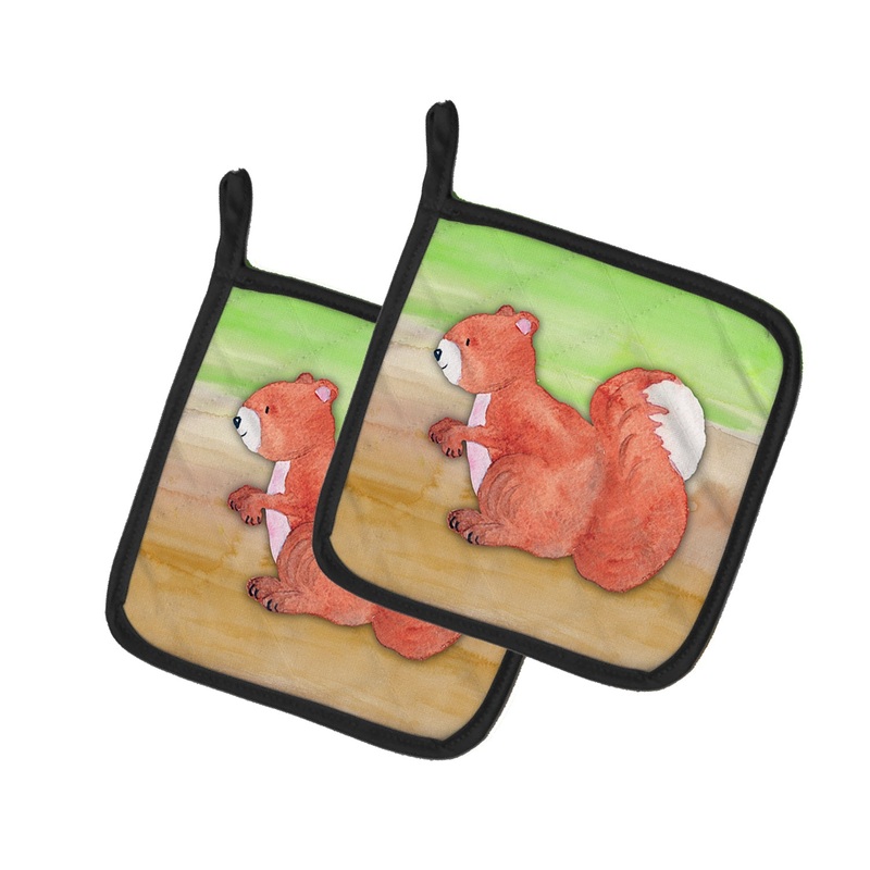 Squirrel Watercolor Pot Holders - Set of 2 - Heat-Resistant Kitchen Essentials BB7431PTHD