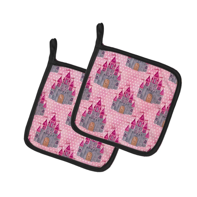 Watercolor Princess Castle Pot Holders - Set of 2 - Heat-Resistant Kitchen Essentials BB7549PTHD
