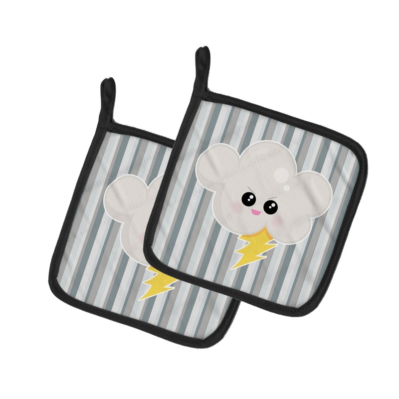 Weather Thuderstorm Face Pot Holders - Set of 2 - Heat-Resistant Kitchen Essentials BB7148PTHD