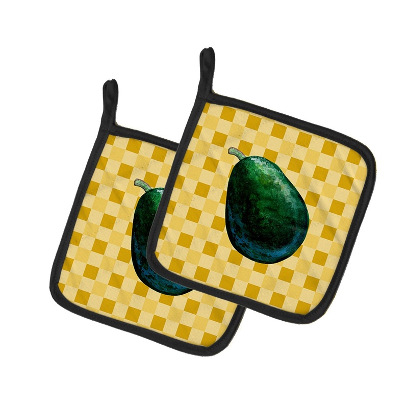 Whole Avacado on Basketweave Pot Holders - Set of 2 - Heat-Resistant Kitchen Essentials BB7220PTHD