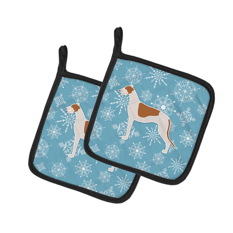 Winter Snowflake Greyhound Pot Holders - Set of 2 - Heat-Resistant Kitchen Essentials BB3505PTHD