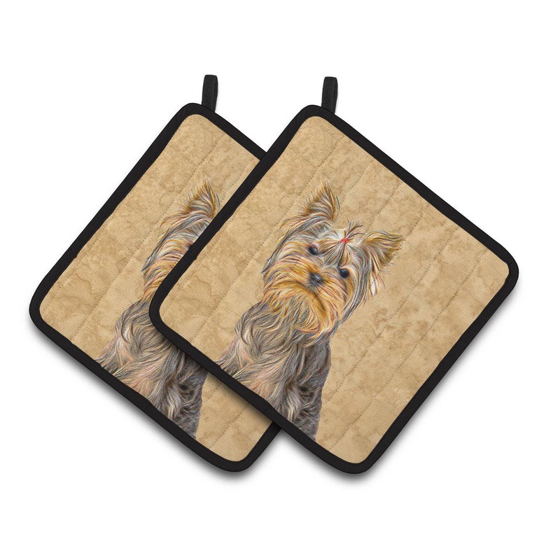 Yorkie Pot Holders - Set of 2 Decorative Kitchen Helpers | Made in the USA KJ1227PTHD