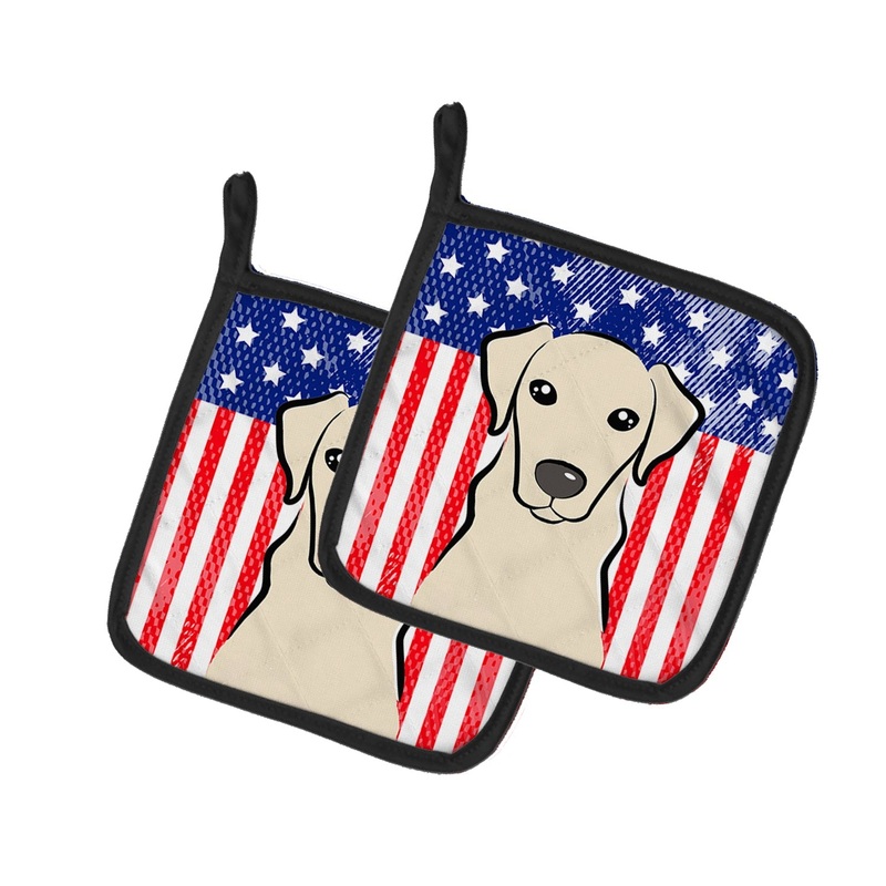 American Flag and Yellow Labrador Pot Holders - Set of 2 - Heat-Resistant Kitchen Essentials BB2152PTHD