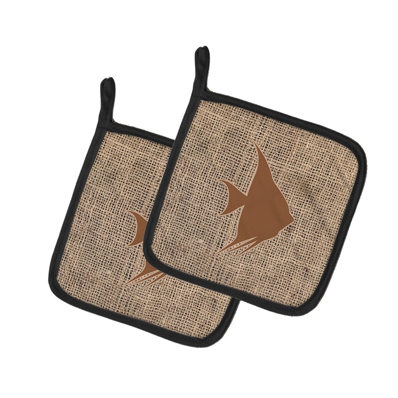 Angel Fish Faux Burlap and Brown - Set of 2 - Heat-Resistant Kitchen Essentials BB1022-BL-BN-PTHD