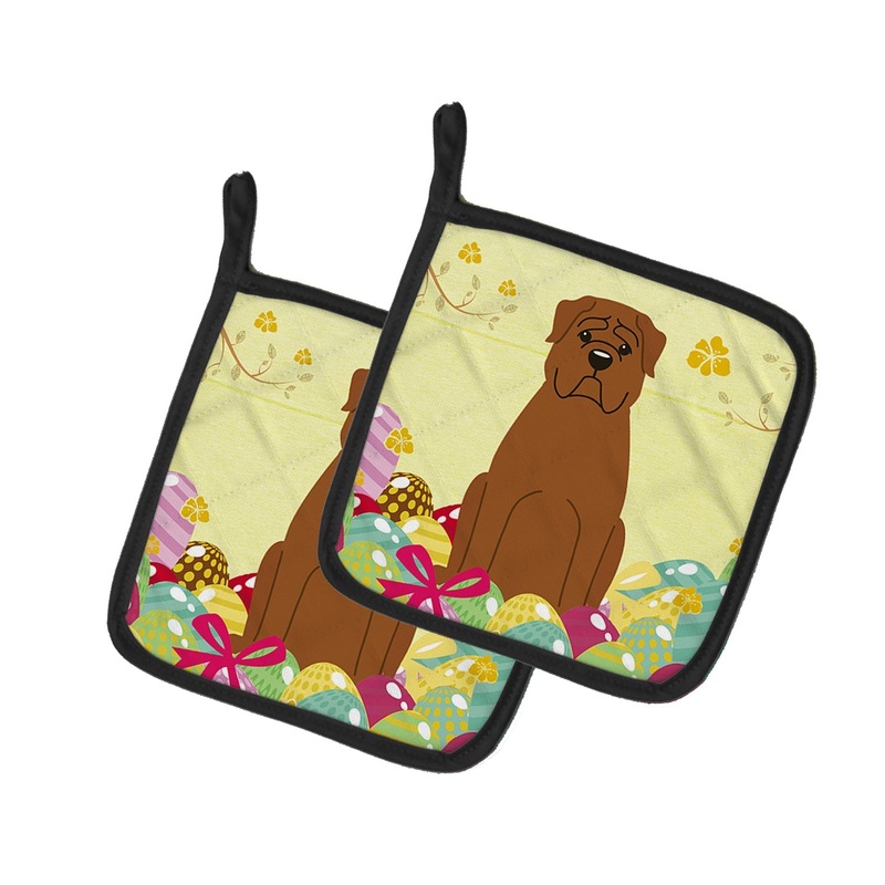 Easter Eggs Dogue de Bourdeaux Pot Holders - Set of 2 - Heat-Resistant Kitchen Essentials BB6073PTHD
