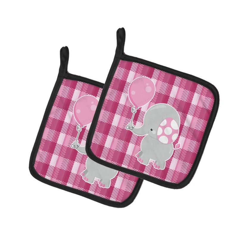 Elephant with Pink Balloon Pot Holders - Set of 2 - Heat-Resistant Kitchen Essentials BB6948PTHD