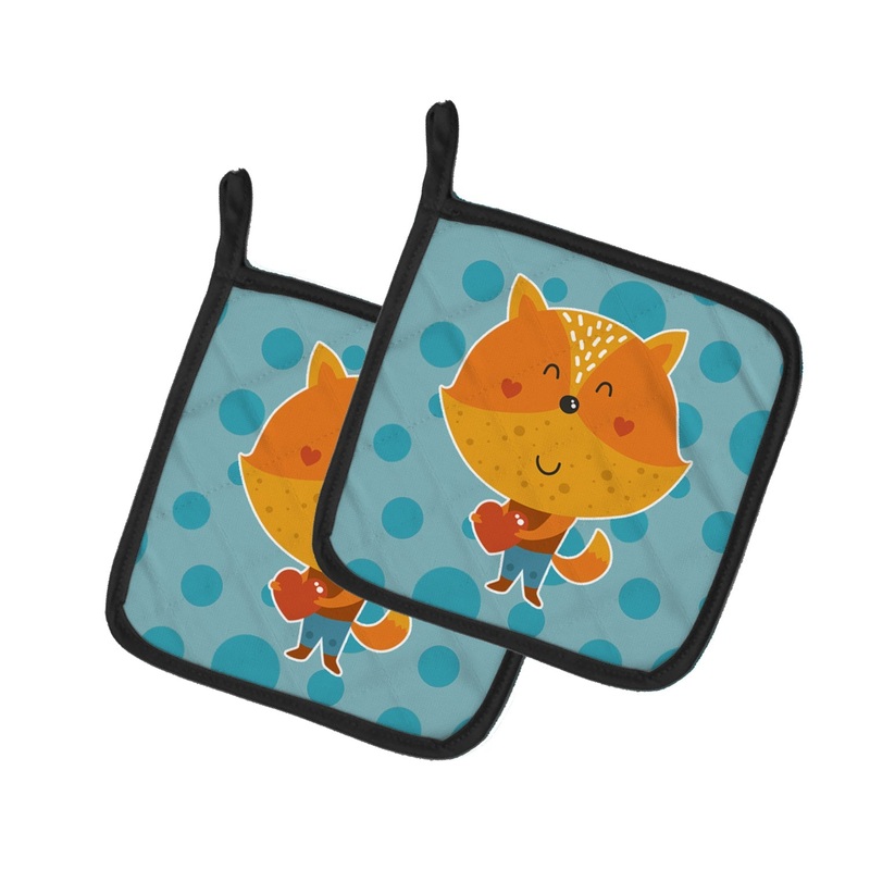 Polkadot Squirrel Pot Holders - Set of 2 - Heat-Resistant Kitchen Essentials BB6729PTHD