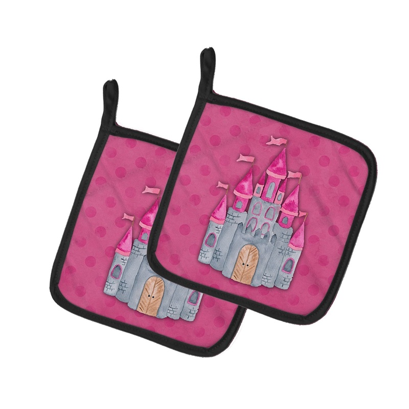 Princess Castle Watercolor Pot Holders - Set of 2 - Heat-Resistant Kitchen Essentials BB7405PTHD