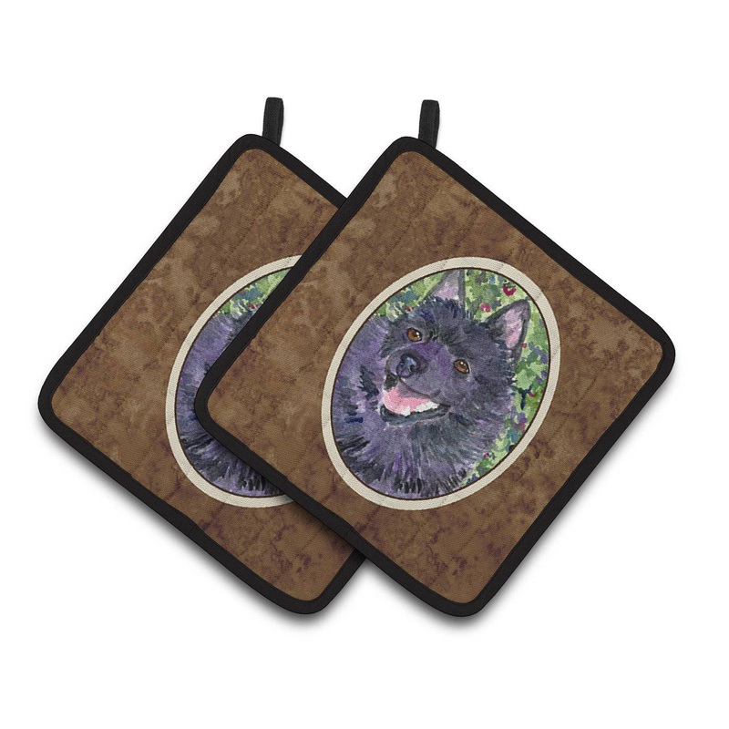 Schipperke Pot Holders - Set of 2 Decorative Kitchen Helpers | Made in the USA SS8822PTHD