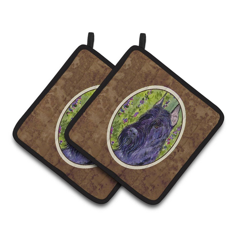 Scottish Terrier  Pot Holders - Set of 2 Decorative Kitchen Helpers | Made in the USA SS1018PTHD