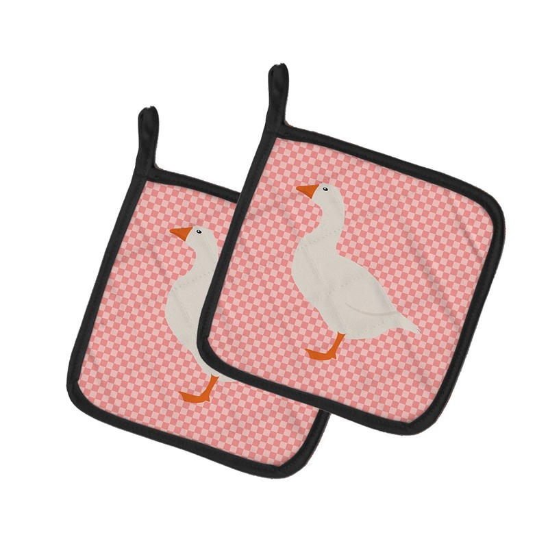 Shire Horse Pink Check Pot Holders - Set of 2 - Heat-Resistant Kitchen Essentials BB7900PTHD