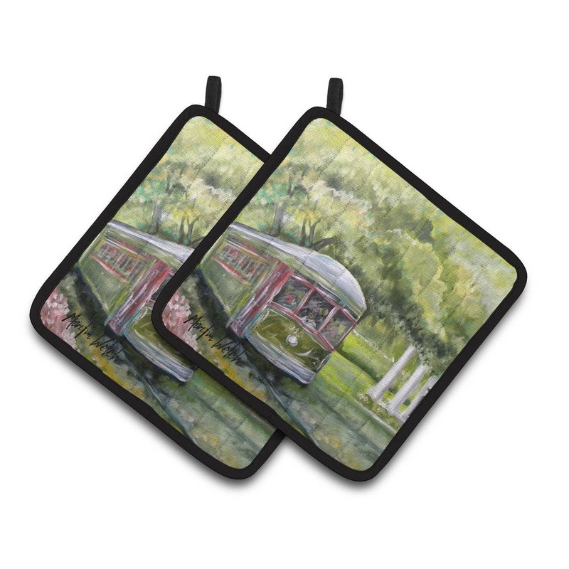 Streetcar Next Stop Audubon Park Pot Holders - Set of 2 Decorative Kitchen Helpers | Made in the USA MW1091PTHD