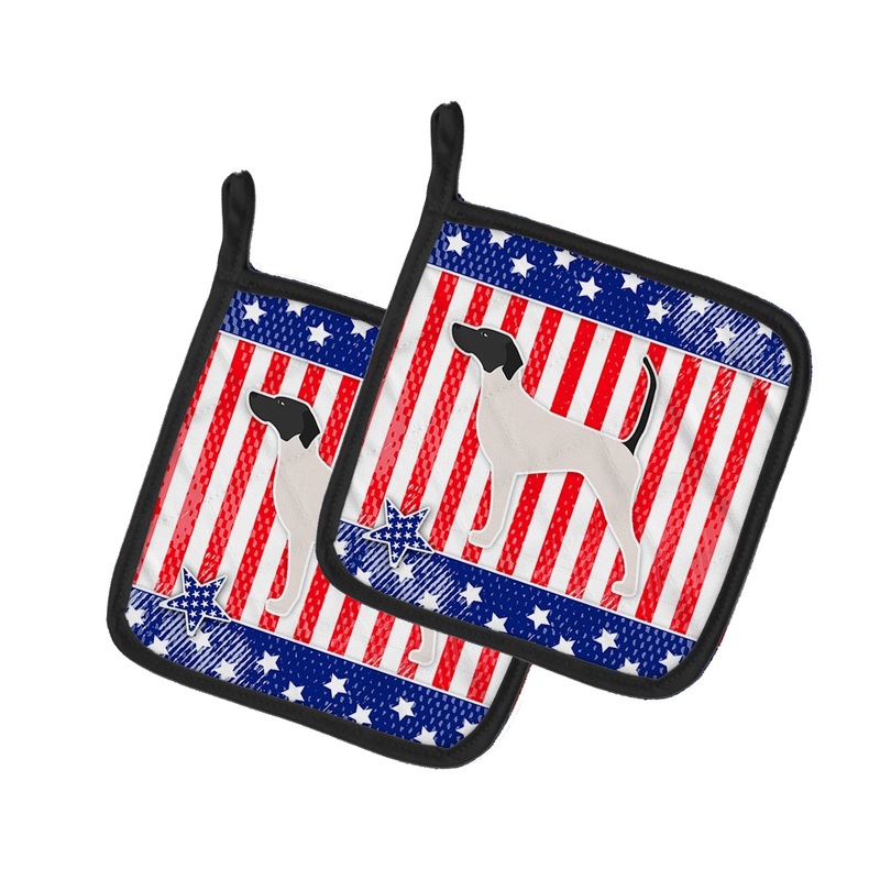 USA Patriotic English Pointer Pot Holders - Set of 2 - Heat-Resistant Kitchen Essentials BB3295PTHD