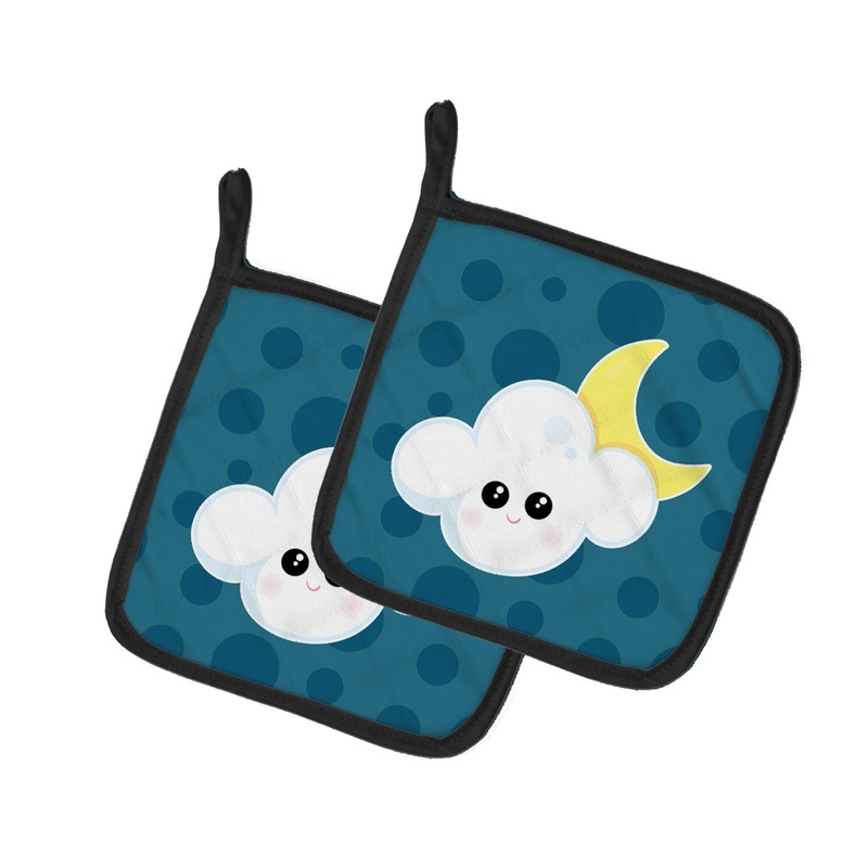 Weather Cloudy Moon Face Pot Holders - Set of 2 - Heat-Resistant Kitchen Essentials BB7154PTHD
