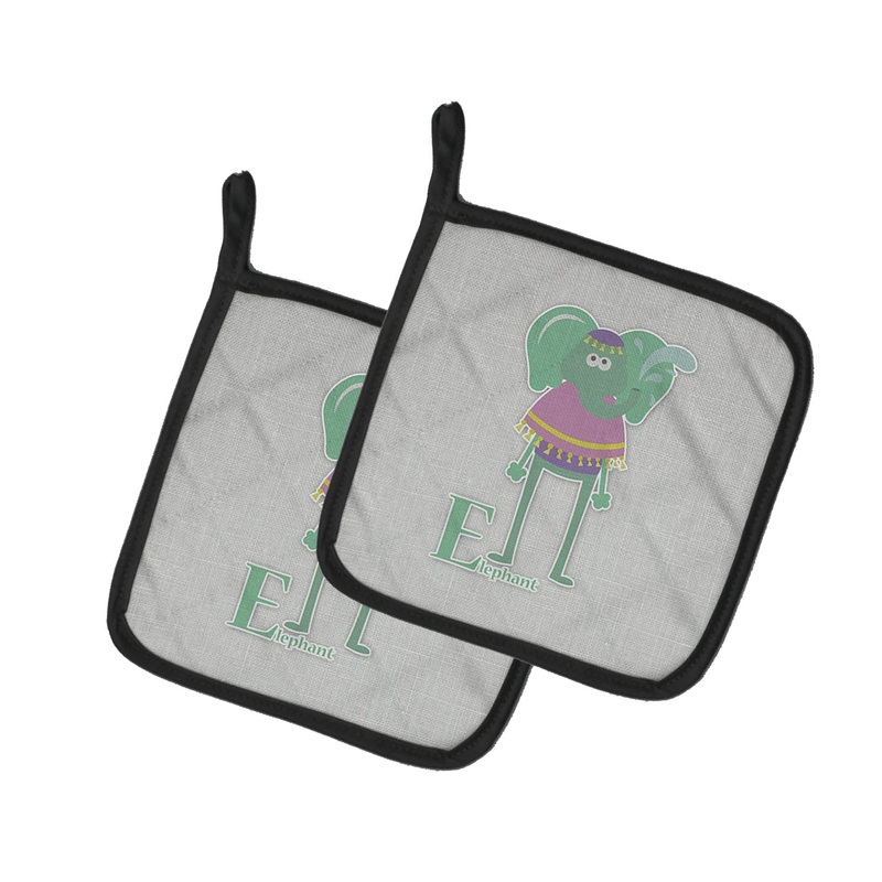 Alphabet E for Elephant Pot Holders - Set of 2 - Heat-Resistant Kitchen Essentials BB5730PTHD