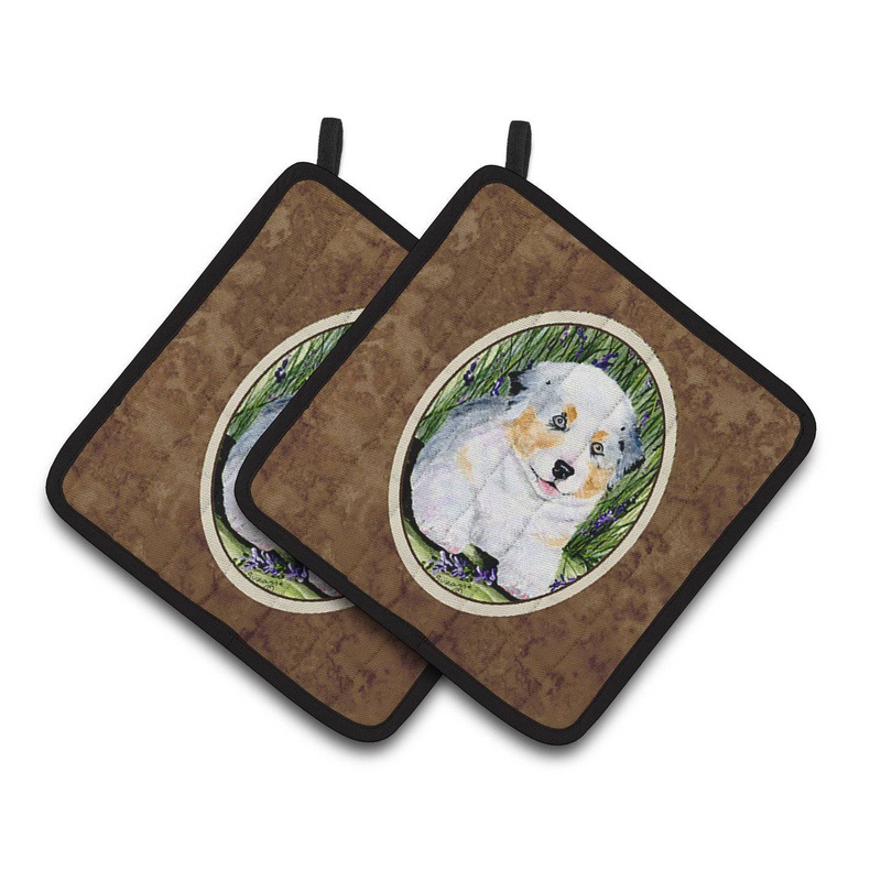 Australian Shepherd Pot Holders - Set of 2 Decorative Kitchen Helpers | Made in the USA SS8005PTHD