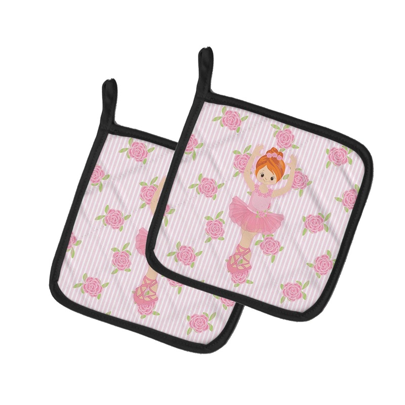 Ballerina Red Front Pose Pot Holders - Set of 2 - Heat-Resistant Kitchen Essentials BB5169PTHD