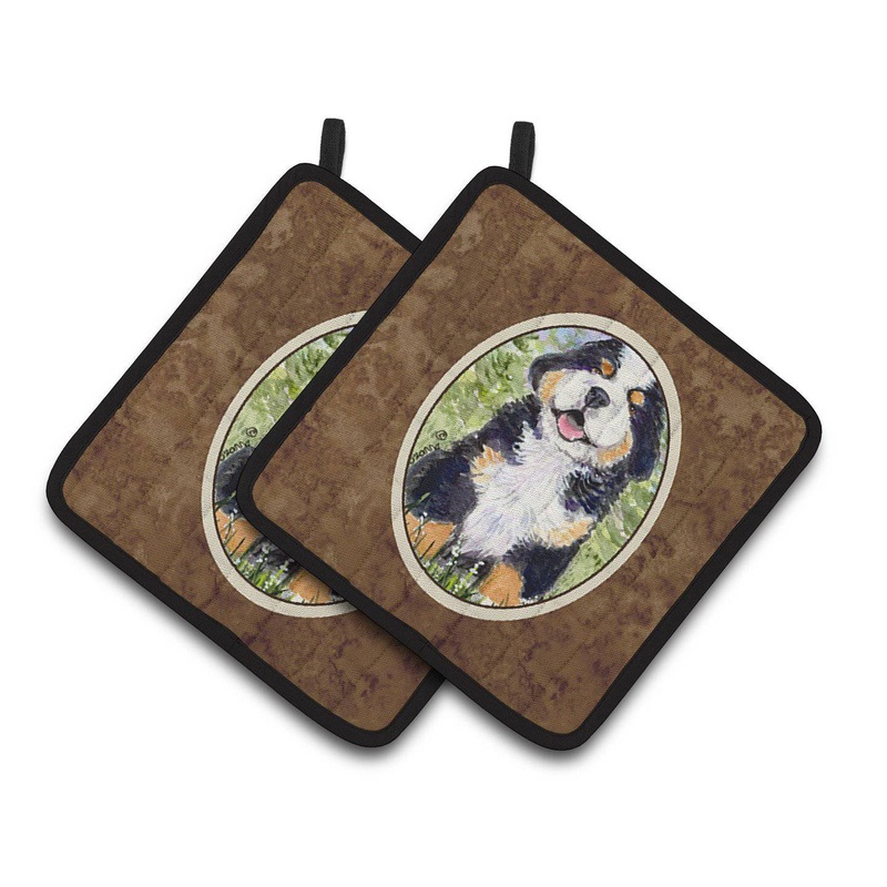 Bernese Mountain Dog Pot Holders - Set of 2 Decorative Kitchen Helpers | Made in the USA SS8750PTHD