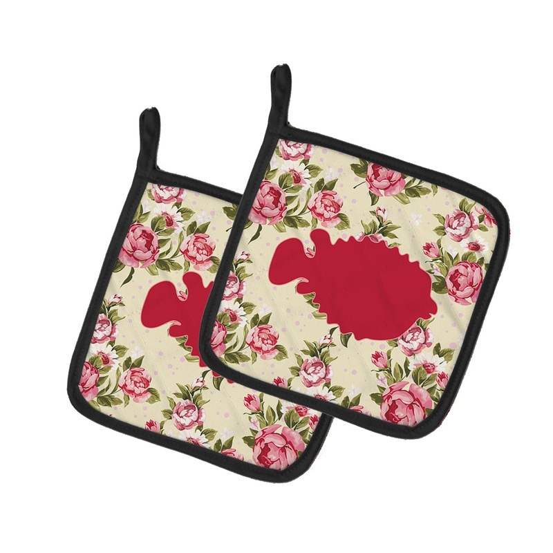 Blowfish Shabby Chic Yellow Roses Pot Holders - Set of 2 - Heat-Resistant Kitchen Essentials BB1016-RS-YW-PTHD