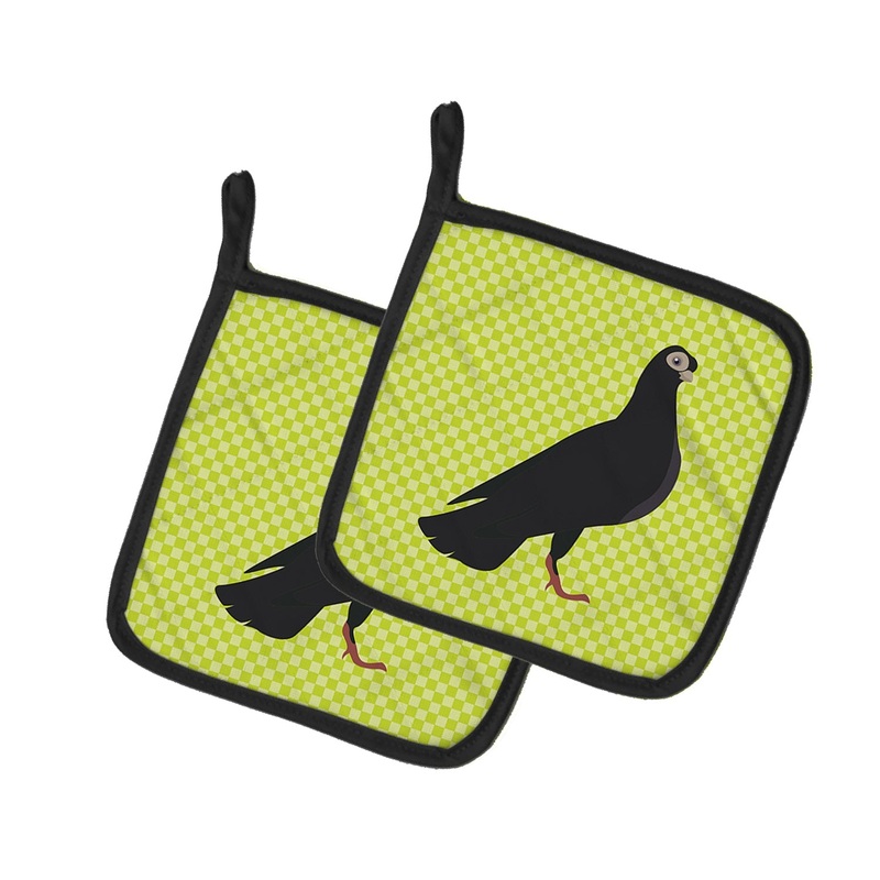 Budapest Highflyer Pigeon Green Pot Holders - Set of 2 - Heat-Resistant Kitchen Essentials BB7773PTHD