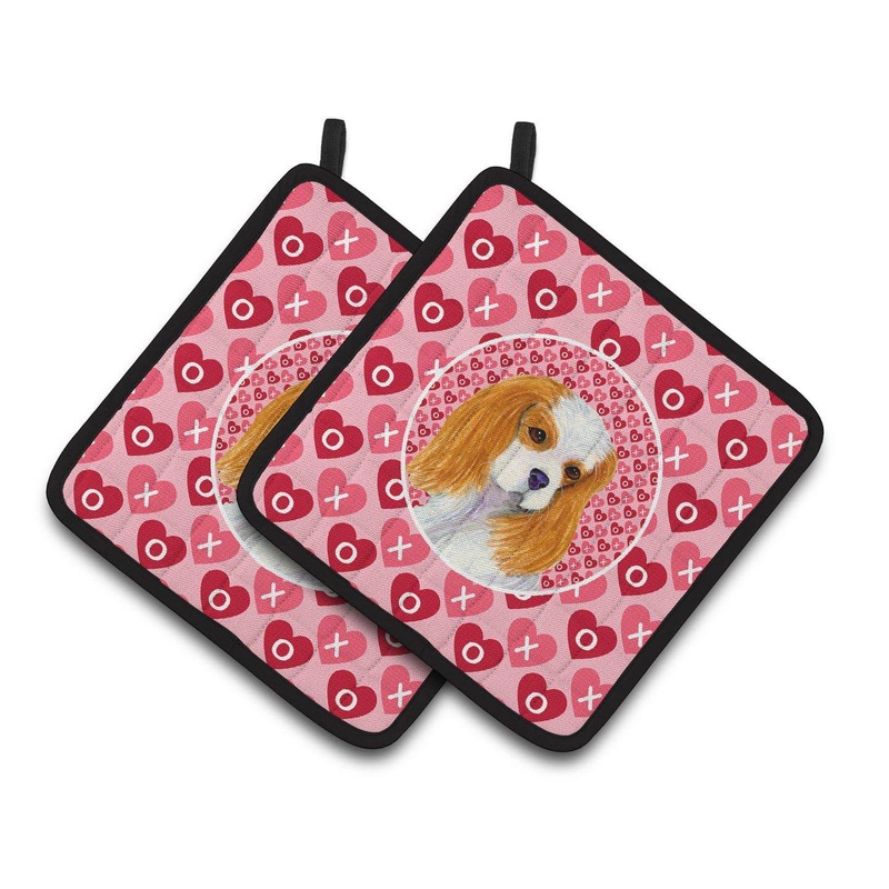 Cavalier Spaniel Hearts Love and Valentine's Day Portrait Pot Holders - Set of 2 Decorative Kitchen Helpers | Made in the USA SS4527PTHD