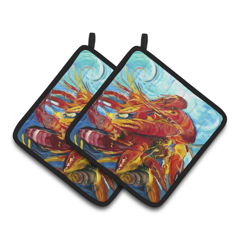 Crawfish Pot Holders - Set of 2 Decorative Kitchen Helpers | Made in the USA JMK1264PTHD