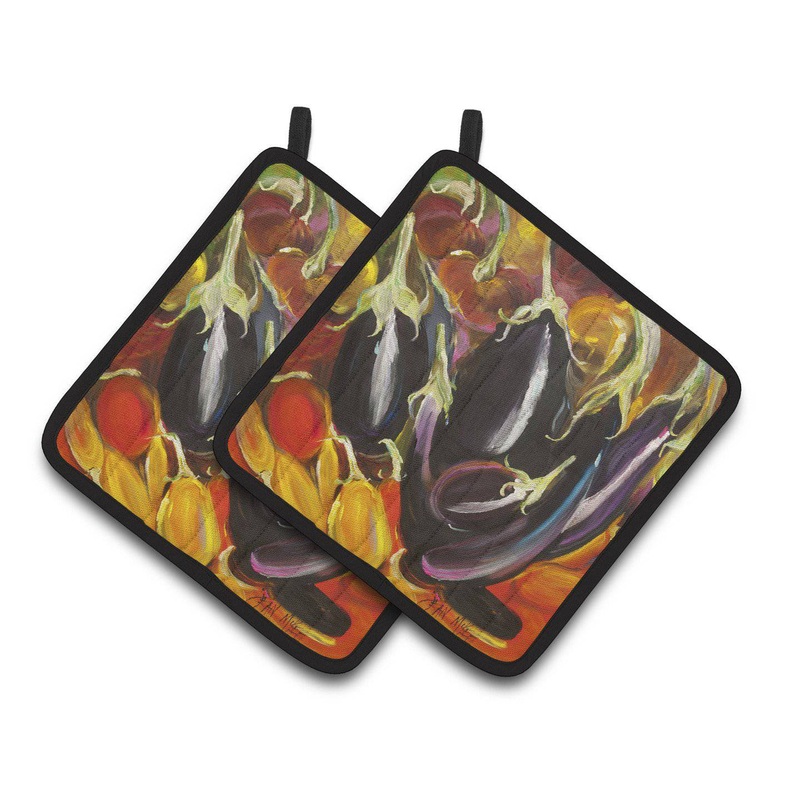 Eggplant Pot Holders - Set of 2 Decorative Kitchen Helpers | Made in the USA JMK1260PTHD